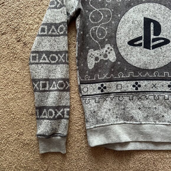 Playstation Sweater Mens Small Crewneck Long Sleeve Grey Pullover Fair Isle - Picture 5 of 10